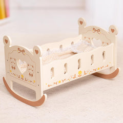 ROBOTIME Doll Crib Wooden Baby Doll Cradle Doll Bed Doll Furniture Accessories Doll Rocking Cradle With Bedding For 18 Inch Dolls Shopping