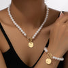 Image of Pearl Bracelet And Necklace Set Female With Hearts Clavicle Chain Shopping