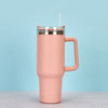 Image of Stainless Steel Water Tumbler 40 Oz Cup Handle Straw Insulated Bottle Dupe Mug Shopping