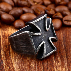 Antique Black Men's Iron Cross Ring Shopping