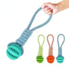 Image of Dog Toys Treat Balls Interactive Hemp Rope Rubber Leaking Balls For Small Dogs Chewing Bite Resistant Toys Pet Tooth Cleaning Bite Resistant Toy Ball For Pet Dogs Puppy Shopping