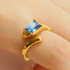 Image of Retro Titanium Steel Moonstone Ring Hip Hop Irregular Geometry Shopping