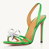 Image of Women's Fashion Diamond Decorations Bow High Heel Sandals Shopping