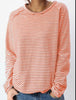 Image of Loose Round Neck Raglan Long Sleeve Striped Printed Sweater Shopping