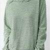 Image of Loose Round Neck Raglan Long Sleeve Striped Printed Sweater Shopping