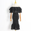 Image of Women's Ruffled Irregular Shirt High Waist Fishtail Skirt Suit Shopping