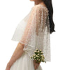 Image of Plain Gauze Lock Edge Short Mesh Pearl Shawl White Ivory Shopping