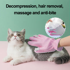 Image of Pet Glove Cat Grooming Glove Cat Hair Deshedding Brush Gloves Cat Floating Hair Pet Hair Removal Brush Dog Bathing Massage Comb Silicone Hair Removal Gloves