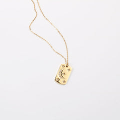 Square Plate Moon Ins Style Retro Temperament Titanium Steel Gold Plated Necklace