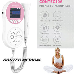 Pocket Fetal Doppler Digits Curve Display Pregnancy Baby Heart Rate Monitor,3Mhz Pink Shopping