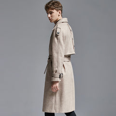 Above-knee Herringbone Coat For Men