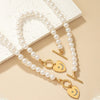 Image of Pearl Bracelet And Necklace Set Female With Hearts Clavicle Chain Shopping