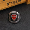 Image of Vintage Oil Dripping Red Cross Men's Personalized Stainless Steel Ring Shopping