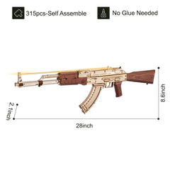 Rokr Automatic Rifle AK-47 Gift For Boys Wooden Puzzle Gun Double Firing Model