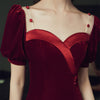 Image of Women's Velvet Wine Red Banquet Dress Shopping