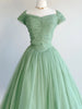 Image of Green Pleating Tulle Banquet Dress Shopping