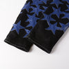 Image of High Street Leather Dark Blue Star Trendy High Craft Stretch Slim Jeans Shopping