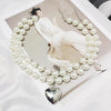 Image of Fashion Temperament Pearl Necklace Peach Heart Vintage Sweater Chain Women Shopping