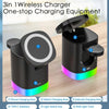 Image of 3 In 1 Magnetic Wireless Fast Charger For Smart Phone RGB Ambient Light Charging Station For Airpods IWatch Shopping