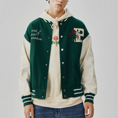 Rose Embroidered Baseball Uniform Loose High Street Jacket Shopping