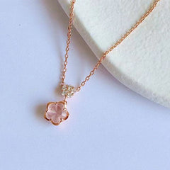 Niche Irregular Gravel Unique Cut Crystal Cherry Blossom Temperament Peach Blossom Pendant Clavicle Necklace