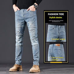 High-end Blue With Holes Jeans For Men